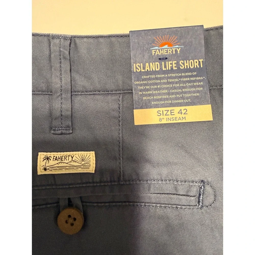 Faherty Island Life Short Mens 42 Vintage Navy Organic Cotton Tencel MBS2313-VNY